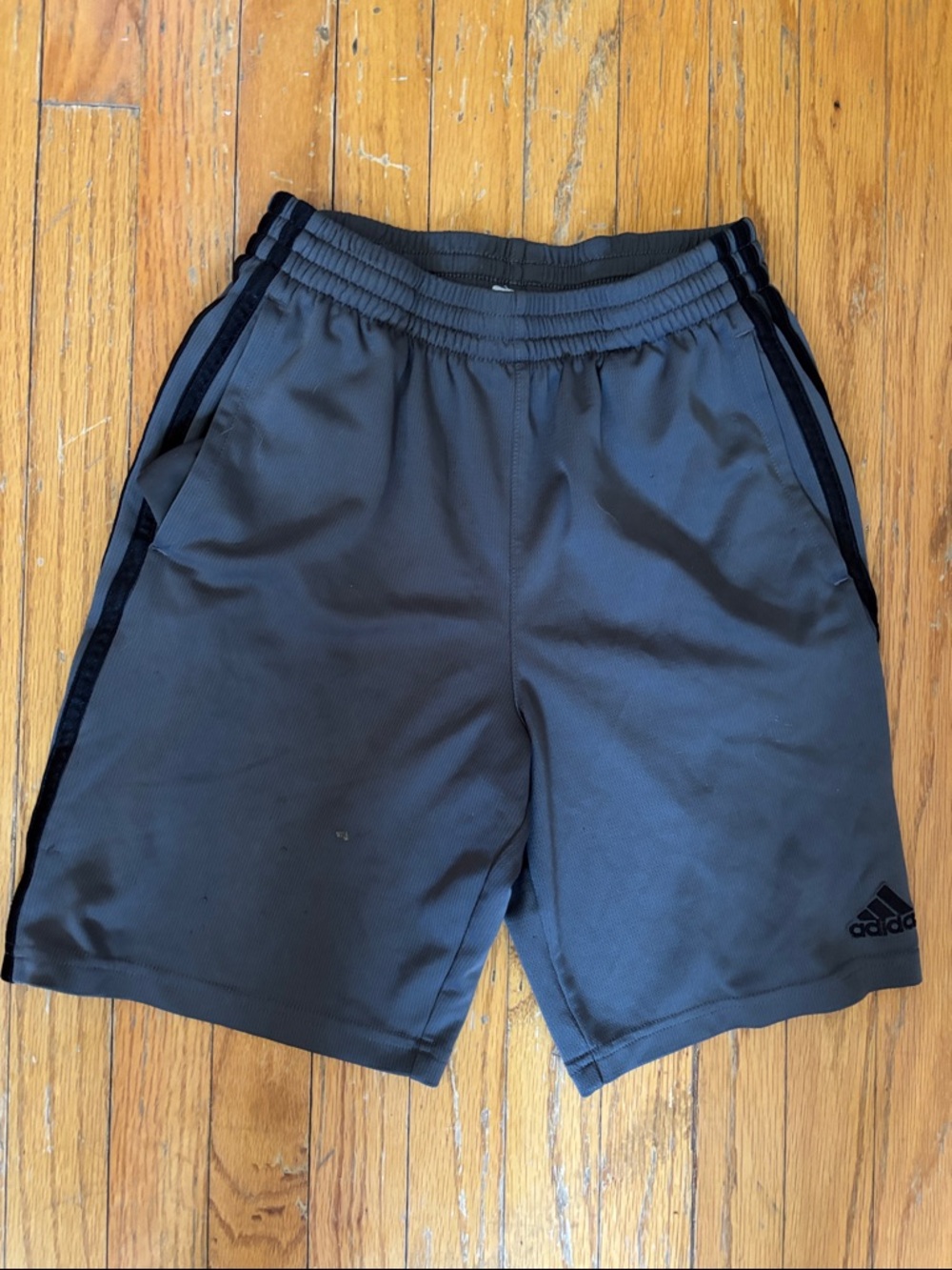 adidas Black and Charcoal Gray Kids Athletic Shorts